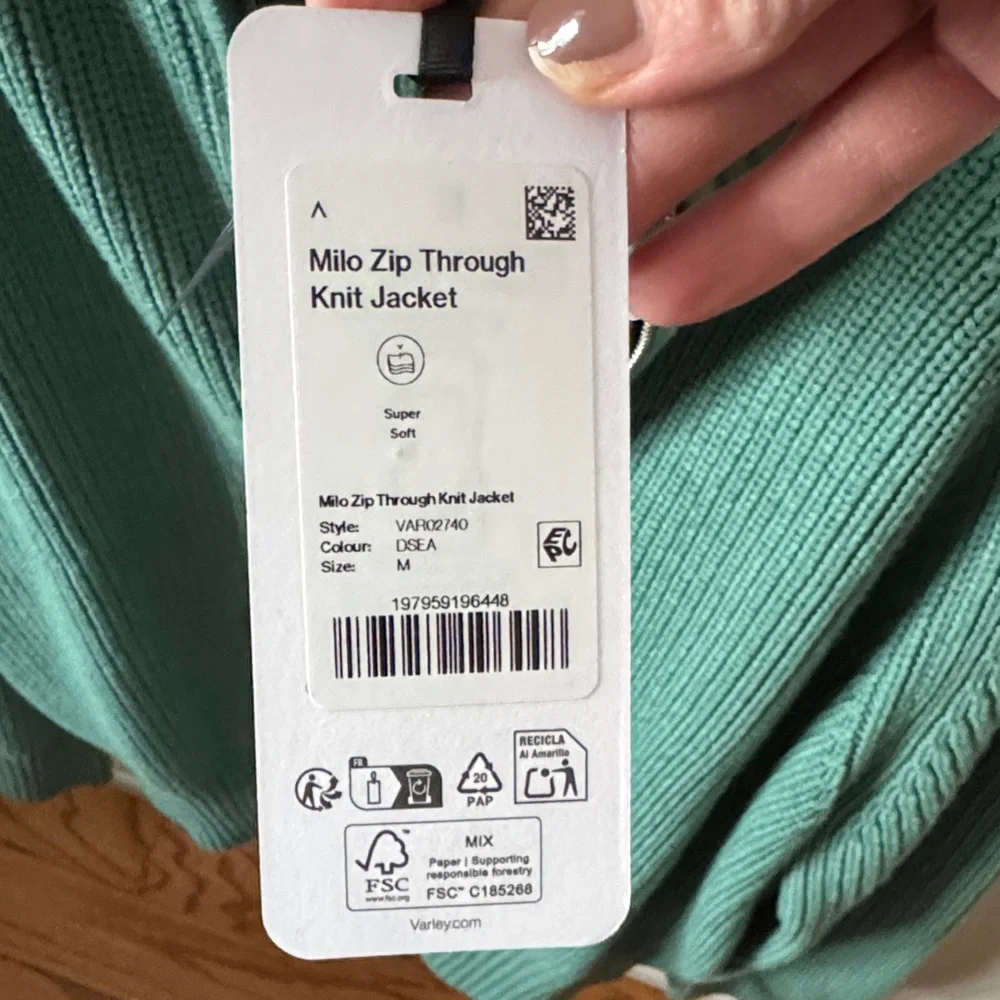 Varley Teal Zip-Up Cardigan Deep Sea - Picture 3 of 10